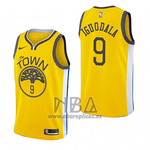 Camiseta Golden State Warriors Andre Iguodala NO 9 Earned 2018-19 Amarillo